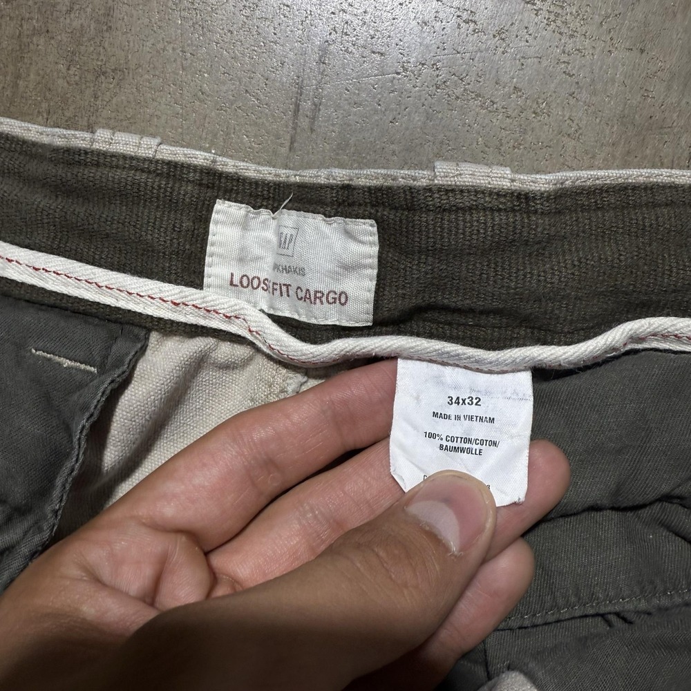 W Khakis Pants Mens 34x30 Gray Loose Fit Cargo Canvas Workwear Utility - Picture 2 of 5